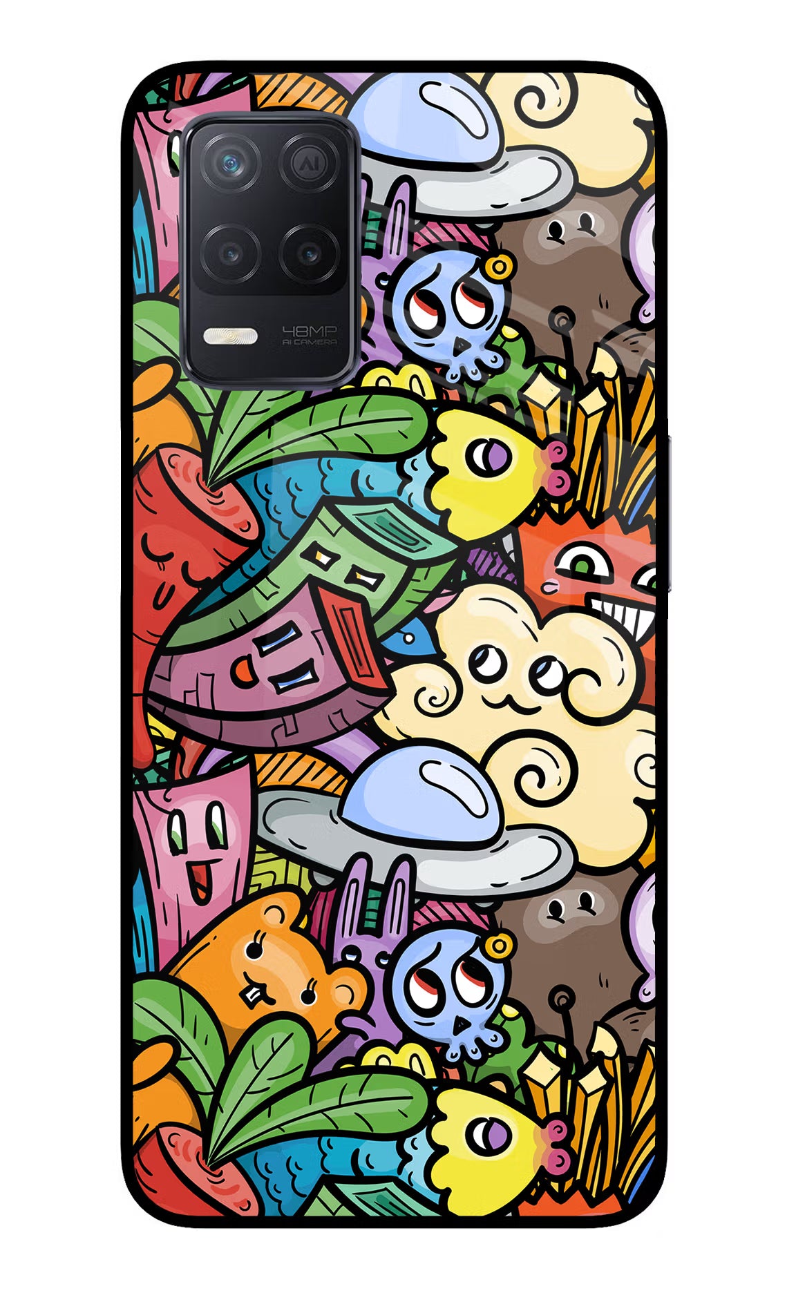 Veggie Doodle Realme 8 5G/8s 5G Glass Case Back Cover by Casekaro