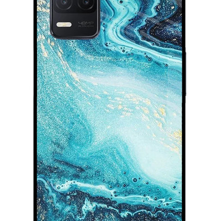 Blue Glitter Marble Realme 8 5G/8s 5G Glass Case