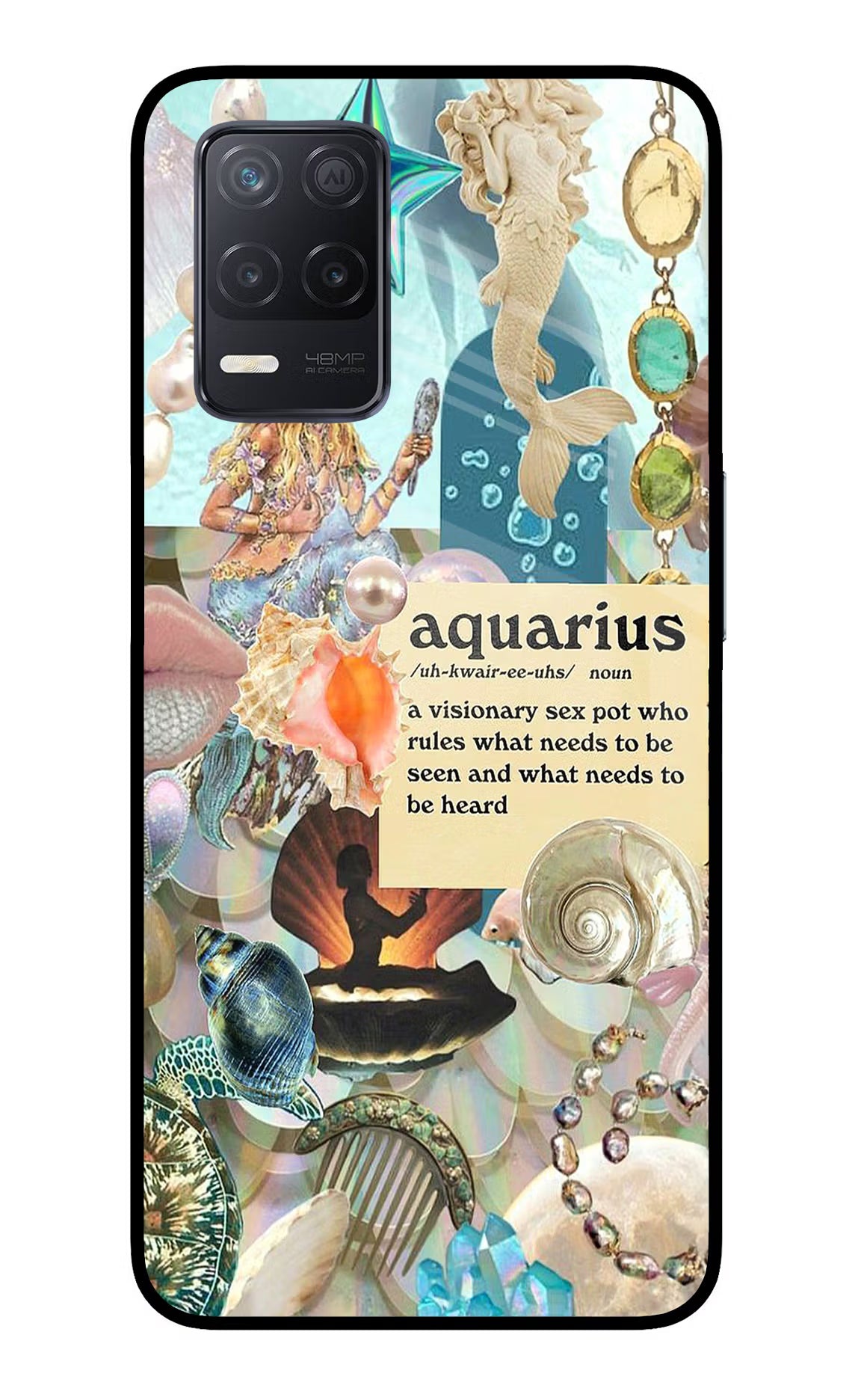 Aquarius Zodiac Realme 8 5G/8s 5G Glass Case Back Cover by Casekaro