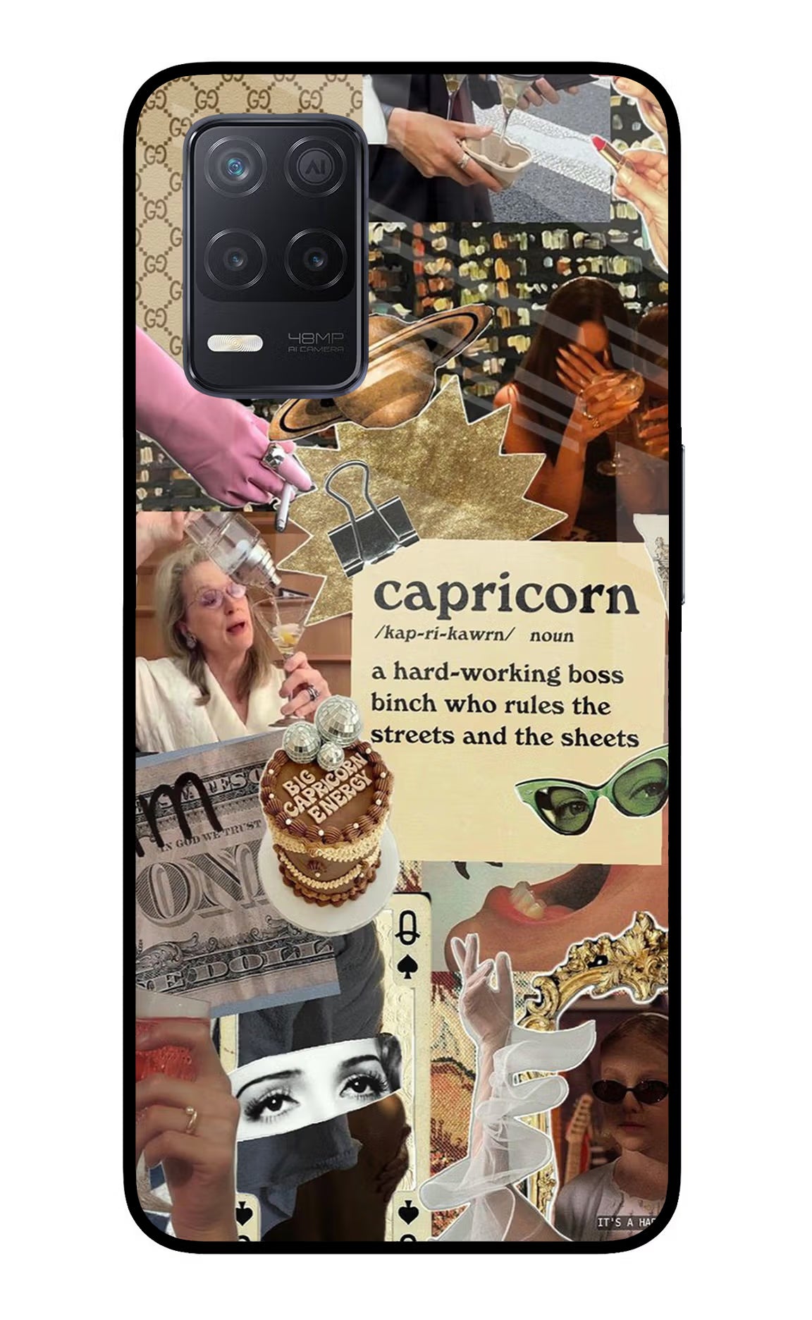 Capricorn Zodiac Realme 8 5G/8s 5G Glass Case Back Cover by Casekaro