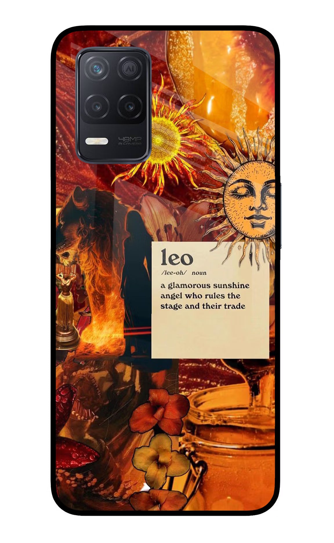 Leo Zodiac Realme 8 5G/8s 5G Glass Case Back Cover by Casekaro