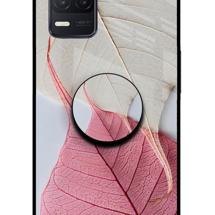 White Pink Leaf Realme 8 5G/8s 5G Glass Case