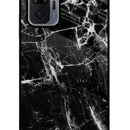 Black Marble Texture Redmi Note 10 Pro Max Glass Case Back Cover by Casekaro