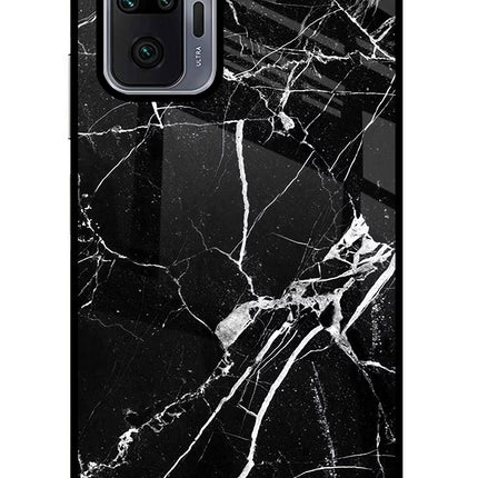 Black Marble Pattern Redmi Note 10 Pro Max Glass Case Back Cover by Casekaro