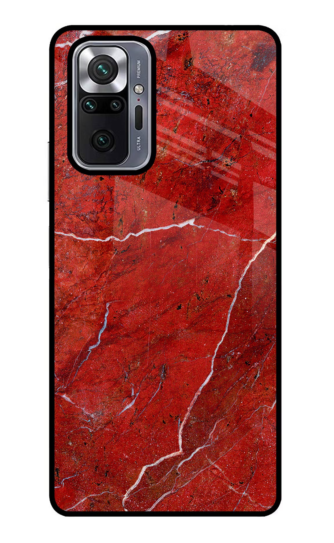 Red Marble Design Redmi Note 10 Pro Max Glass Case Back Cover by Casekaro