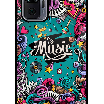 Music Graffiti Redmi Note 10 Pro Max Glass Case Back Cover by Casekaro