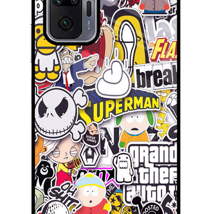 Sticker Bomb Redmi Note 10 Pro Max Glass Case Back Cover by Casekaro