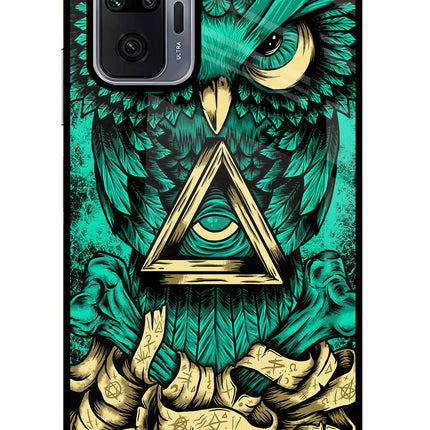 Green Owl Redmi Note 10 Pro Max Glass Case Back Cover by Casekaro