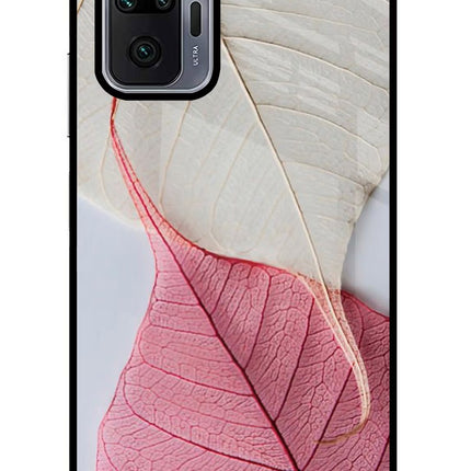 White Pink Leaf Redmi Note 10 Pro Max Glass Case Back Cover by Casekaro