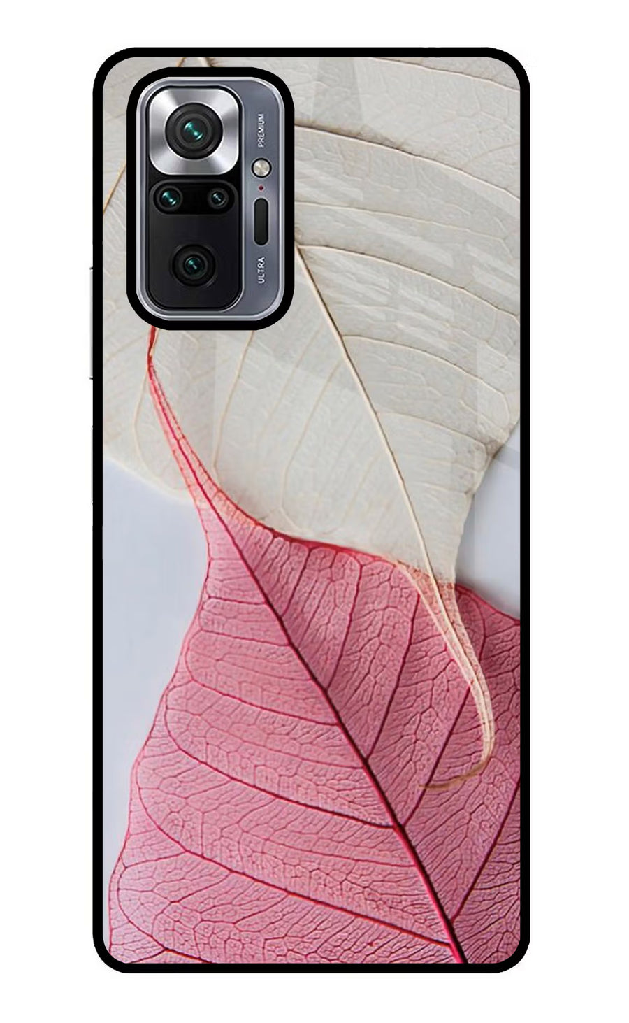 White Pink Leaf Redmi Note 10 Pro Max Back Cover, Metal case