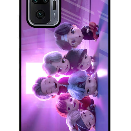 BTS Chibi Redmi Note 10 Pro Max Glass Case Back Cover by Casekaro
