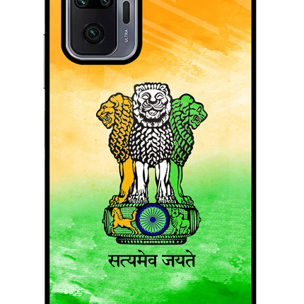 Satyamev Jayate Flag Redmi Note 10 Pro Max Glass Case Back Cover by Casekaro