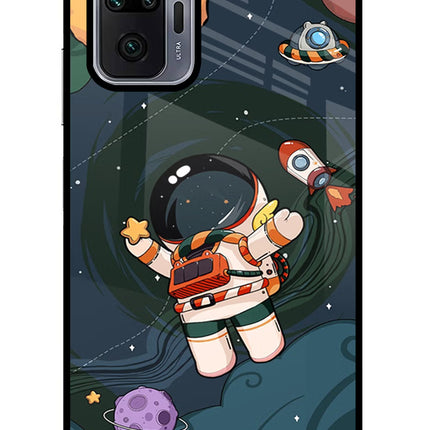 Cartoon Astronaut Redmi Note 10 Pro Max Glass Case Back Cover by Casekaro