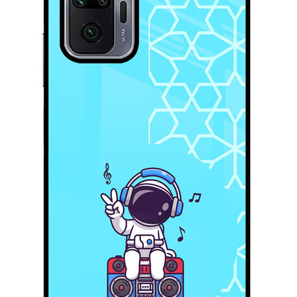 Cute Astronaut Chilling Redmi Note 10 Pro Max Glass Case Back Cover by Casekaro