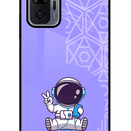 Cute Astronaut Chilling Redmi Note 10 Pro Max Glass Case Back Cover by Casekaro