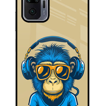 Monkey Headphone Redmi Note 10 Pro Max Glass Case Back Cover by Casekaro