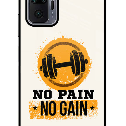 No Pain No Gain Redmi Note 10 Pro Max Glass Case Back Cover by Casekaro