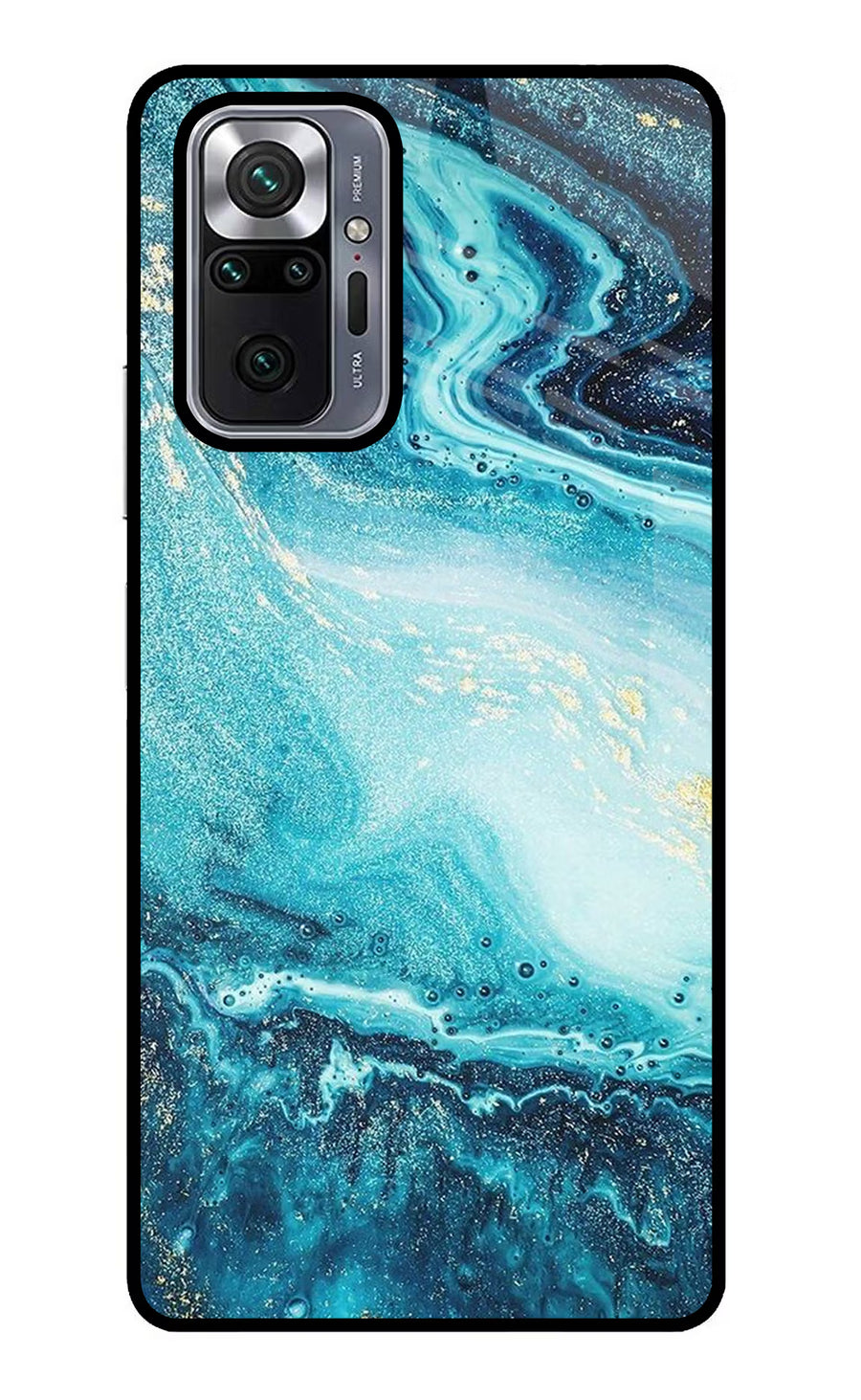 Blue Glitter Marble Redmi Note 10 Pro Max Back Cover, Metal case