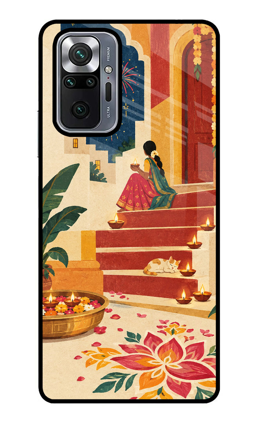 Diwali Rangoli Redmi Note 10 Pro Max Back Cover, Glass case