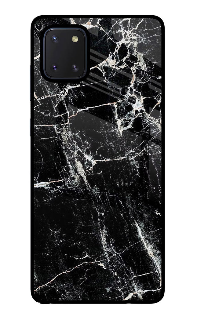 Black Marble Texture Samsung Note 10 Lite Glass Case Back Cover by Casekaro