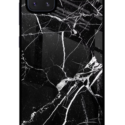 Black Marble Pattern Samsung Note 10 Lite Glass Case Back Cover by Casekaro