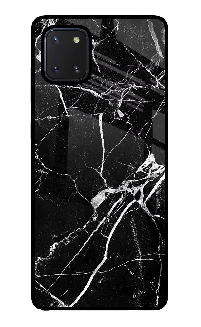 Black Marble Pattern Samsung Note 10 Lite Glass Case Back Cover by Casekaro