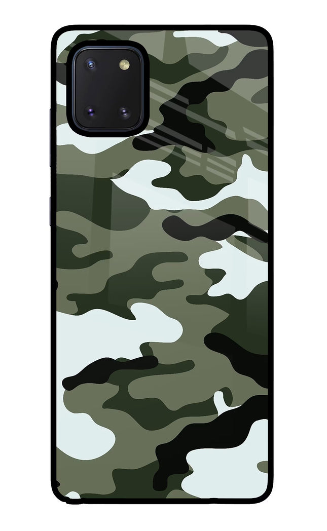 Camouflage Samsung Note 10 Lite Glass Case Back Cover by Casekaro