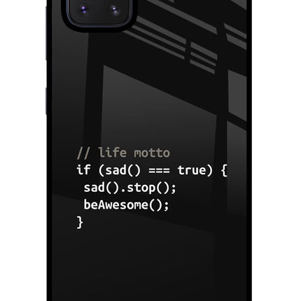 Life Motto Code Samsung Note 10 Lite Glass Case Back Cover by Casekaro
