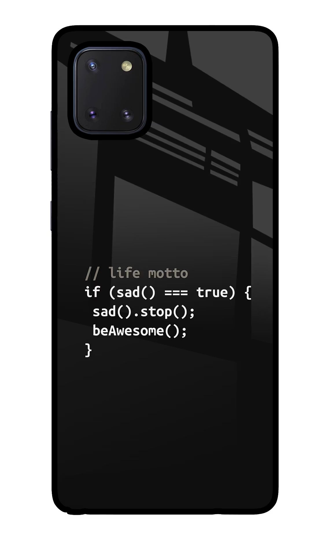 Life Motto Code Samsung Note 10 Lite Glass Case