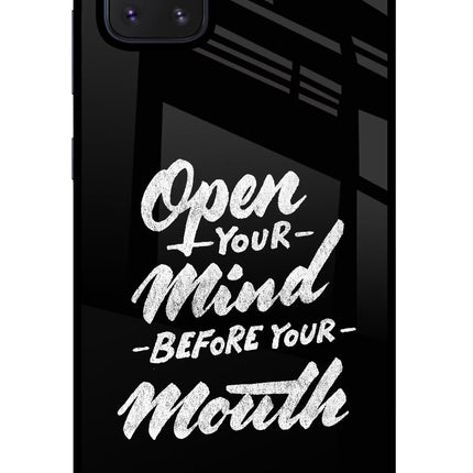 Open Your Mind Before Your Mouth Samsung Note 10 Lite Glass Case Back Cover by Casekaro