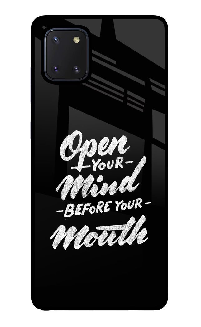 Open Your Mind Before Your Mouth Samsung Note 10 Lite Glass Case Back Cover by Casekaro
