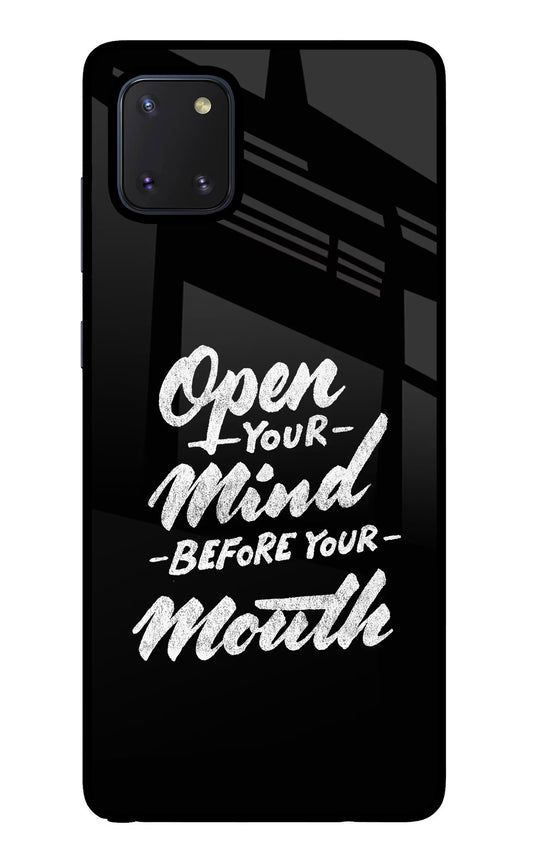 Open Your Mind Before Your Mouth Samsung Note 10 Lite Glass Case