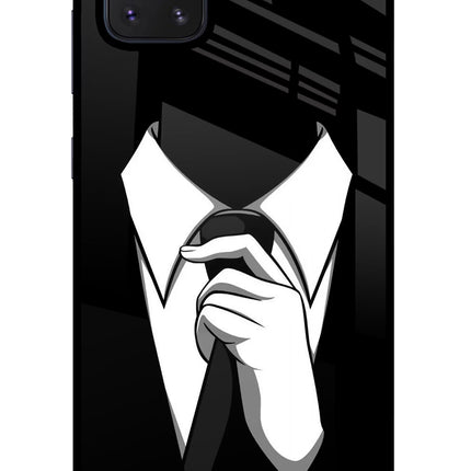 Black Tie Samsung Note 10 Lite Glass Case Back Cover by Casekaro