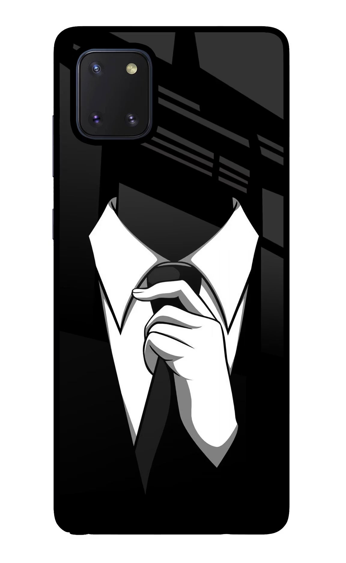 Black Tie Samsung Note 10 Lite Glass Case Back Cover by Casekaro