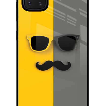 Sunglasses with Mustache Samsung Note 10 Lite Glass Case Back Cover by Casekaro
