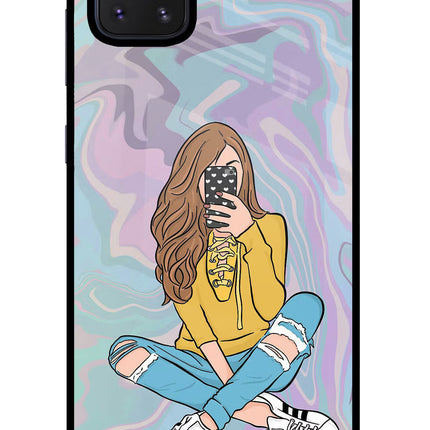 Selfie Girl Samsung Note 10 Lite Glass Case Back Cover by Casekaro