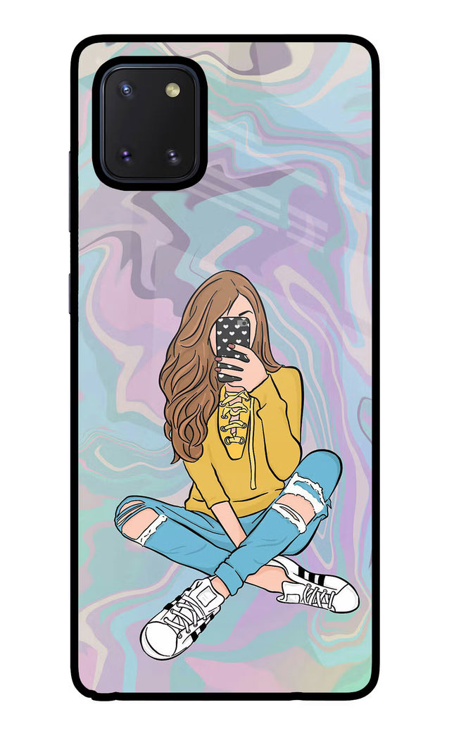 Selfie Girl Samsung Note 10 Lite Glass Case Back Cover by Casekaro