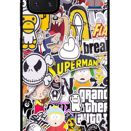 Sticker Bomb Samsung Note 10 Lite Glass Case Back Cover by Casekaro