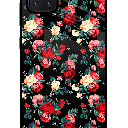 Rose Pattern Samsung Note 10 Lite Glass Case Back Cover by Casekaro