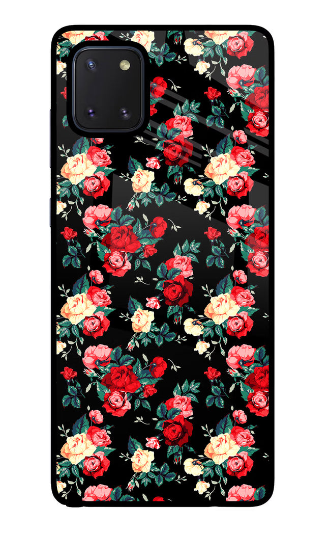 Rose Pattern Samsung Note 10 Lite Glass Case Back Cover by Casekaro