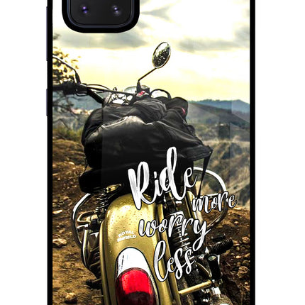 Ride More Worry Less Samsung Note 10 Lite Glass Case Back Cover by Casekaro