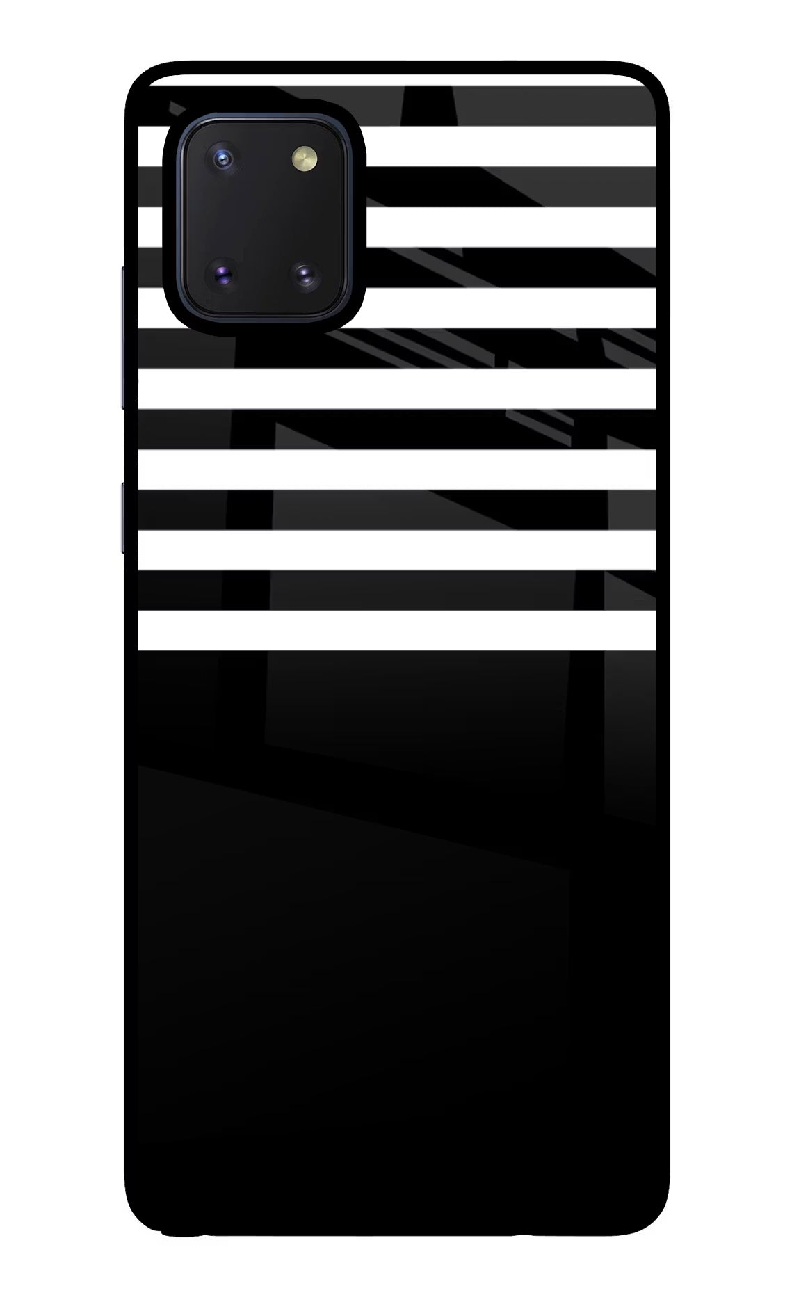 Black and White Print Samsung Note 10 Lite Glass Case Back Cover by Casekaro