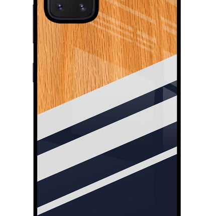 Blue and white wooden Samsung Note 10 Lite Glass Case Back Cover by Casekaro