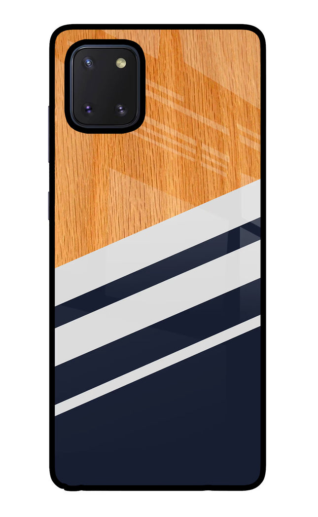 Blue and white wooden Samsung Note 10 Lite Glass Case Back Cover by Casekaro