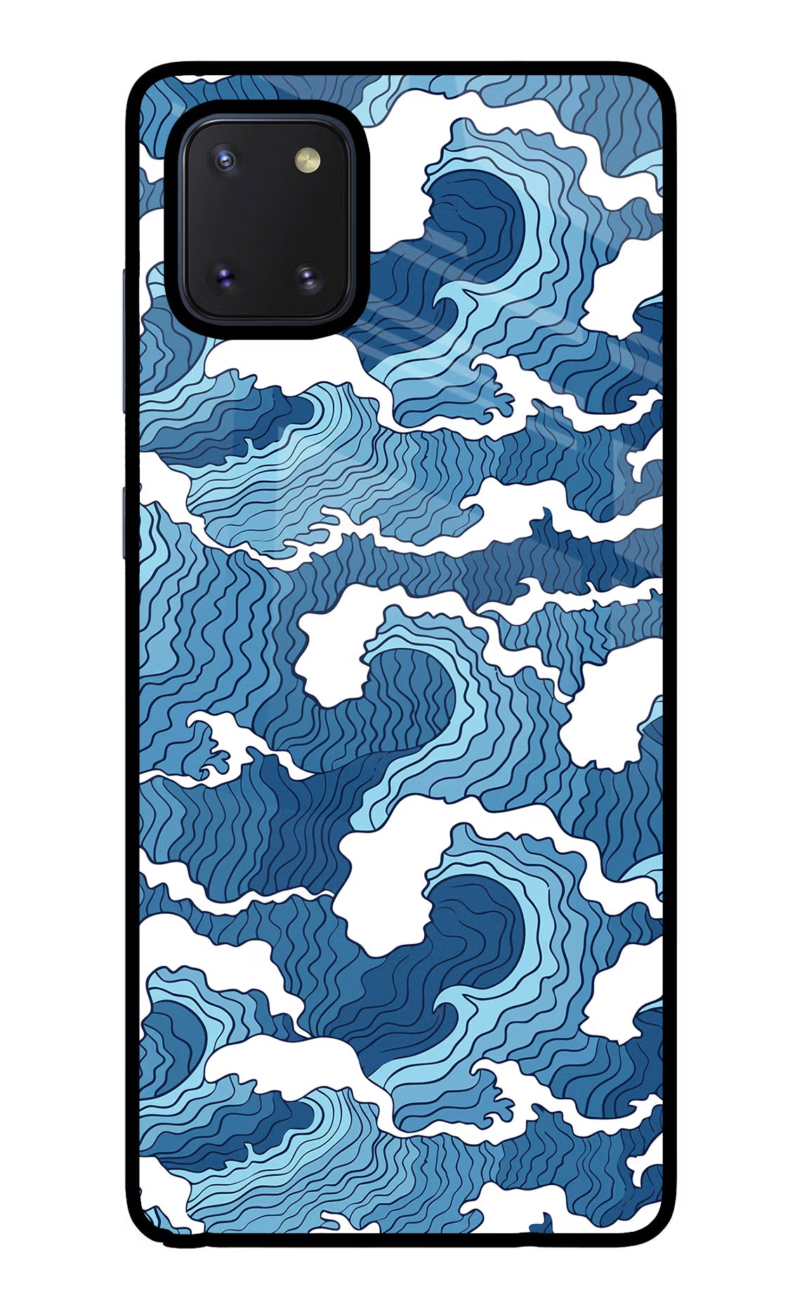 Blue Waves Samsung Note 10 Lite Glass Case Back Cover by Casekaro
