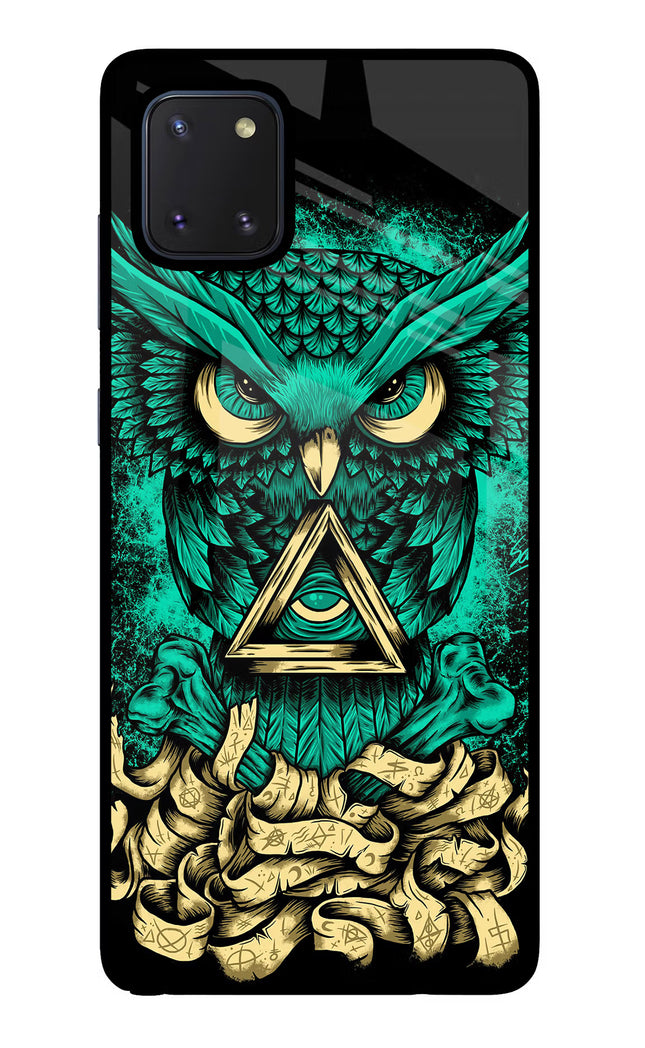 Green Owl Samsung Note 10 Lite Glass Case Back Cover by Casekaro