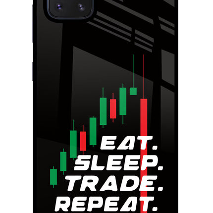 Eat Sleep Trade Repeat Samsung Note 10 Lite Glass Case Back Cover by Casekaro