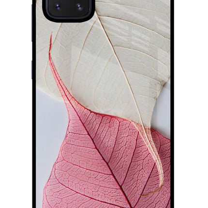 White Pink Leaf Samsung Note 10 Lite Glass Case Back Cover by Casekaro