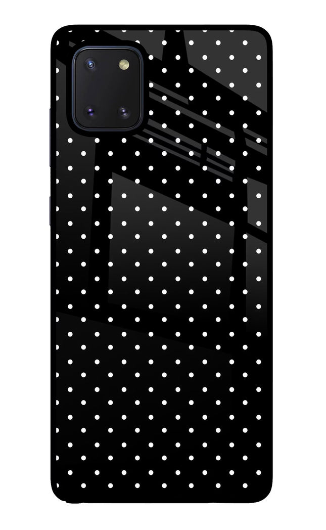 White Dots Samsung Note 10 Lite Glass Case Back Cover by Casekaro