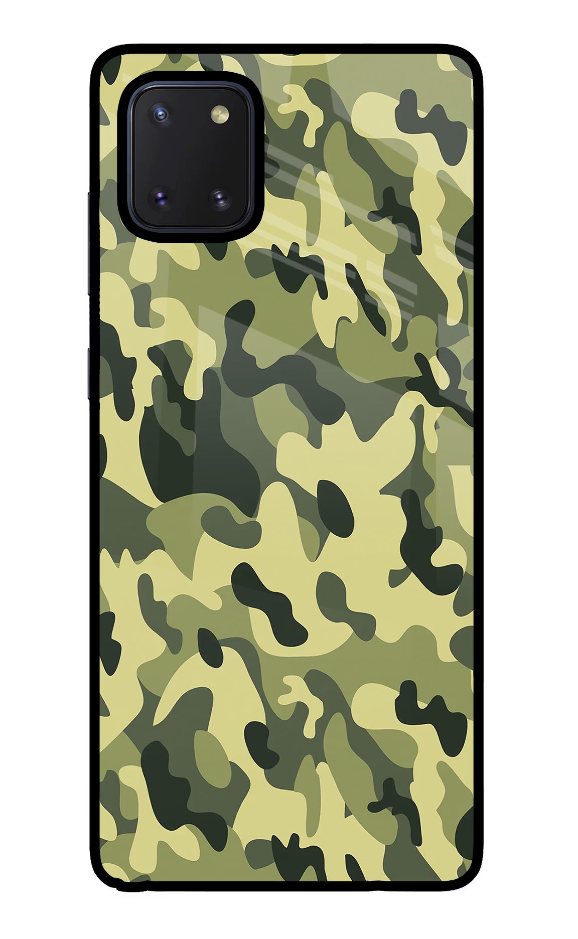 Camouflage Samsung Note 10 Lite Glass Case Back Cover by Casekaro